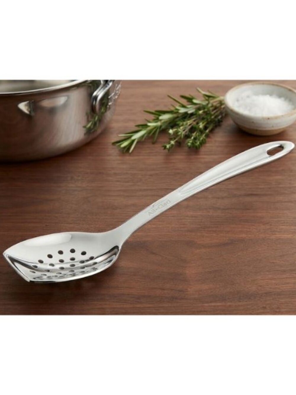 NWT All-Clad Stainless Steel Slotted Spoon Kitchen Tool 9.3" Silver